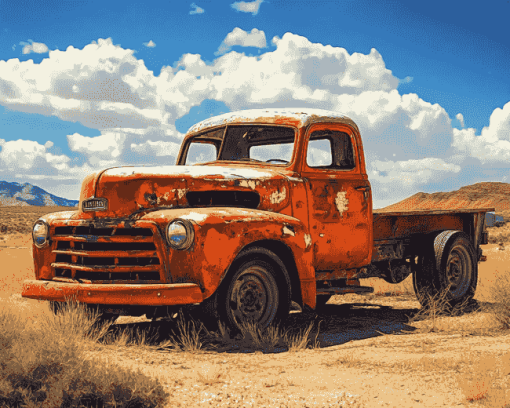 Desert Old Truck Scene Diamond Painting