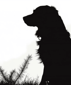 Dog Silhouette Black and White Diamond Painting