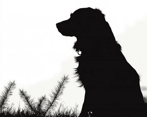 Dog Silhouette Black and White Diamond Painting