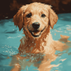 Dog in Water Diamond Painting