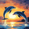 Dolphins and Sunset Diamond Painting