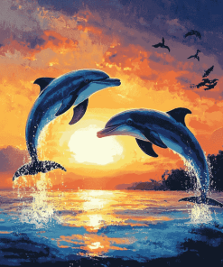 Dolphins and Sunset Diamond Painting