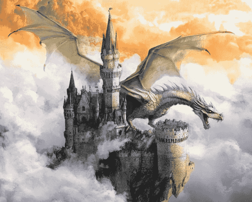 Dragon and Castle Fantasy Diamond Painting