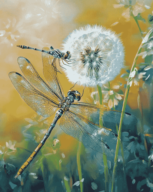 Dragonfly and Dandelion Diamond Painting