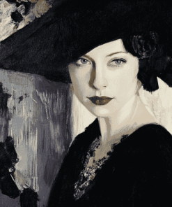 Elegant Lady in Black Diamond Painting