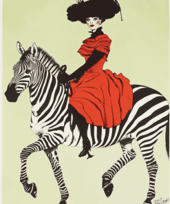 Elegant Woman Riding Zebra Diamond Painting