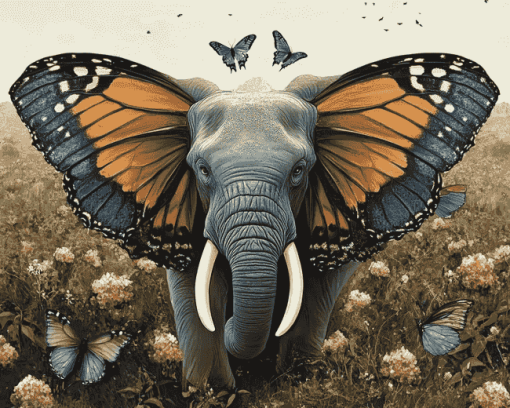 Elephant and Butterfly Diamond Painting