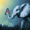 Elephant and Butterfly Fantasy Diamond Painting