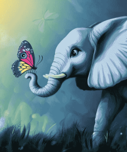 Elephant and Butterfly Fantasy Diamond Painting