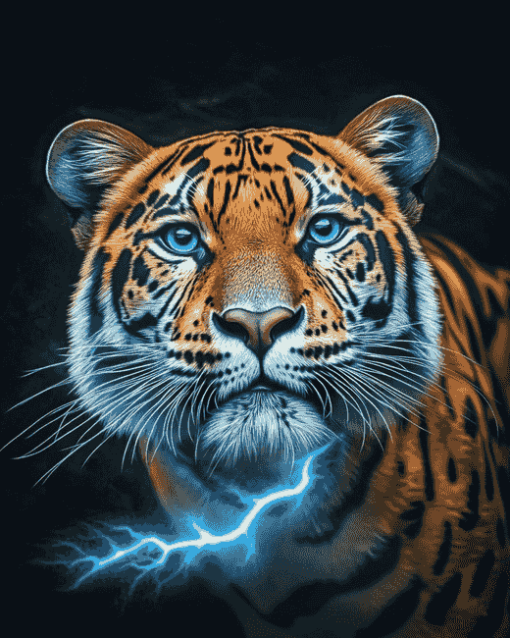 Fantasy Lightning Tiger Art Diamond Painting