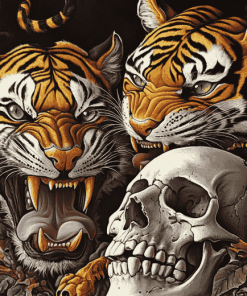 Fantasy Tigers and Skulls Diamond Painting