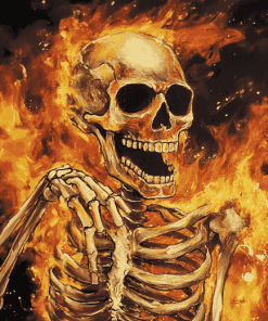 Fiery Skeleton Diamond Painting