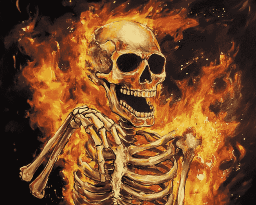 Fiery Skeleton Diamond Painting