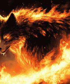 Fire Wolf Art Diamond Painting