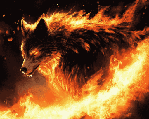 Fire Wolf Art Diamond Painting