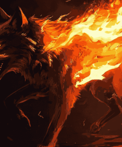 Fire Wolves Diamond Painting