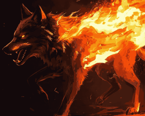 Fire Wolves Diamond Painting