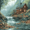 Fishing Cabin Landscape Diamond Painting