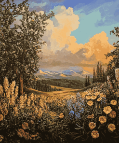 Floral Fields Landscape Diamond Painting