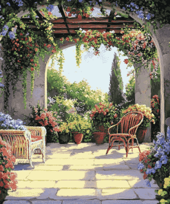 Floral Pergola Landscape Diamond Painting