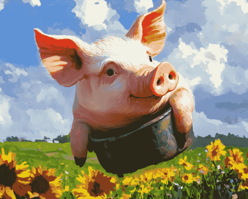 Flying Pig Animation Diamond Painting