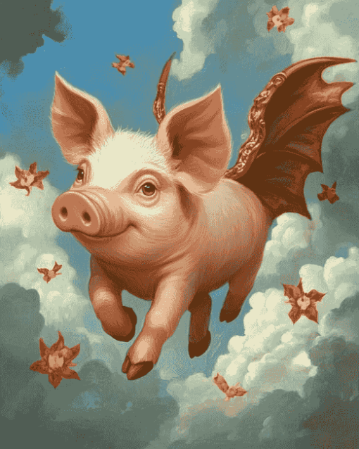 Flying Pig Cartoon Diamond Painting