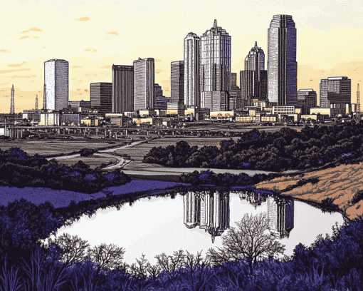 Fort Worth Skyline Art Diamond Painting