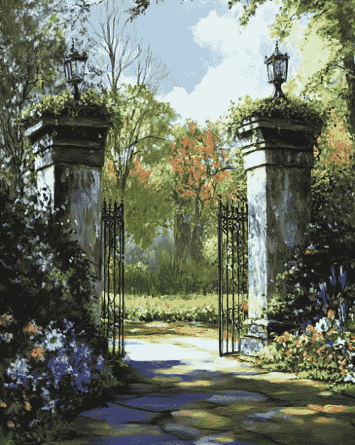 Garden Gate Landscape Diamond Painting