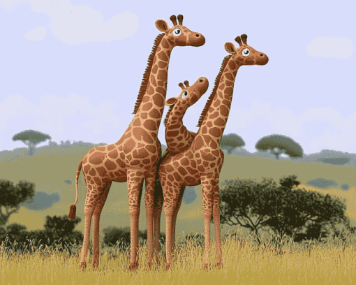 Giraffes in Love Diamond Painting