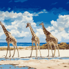 Giraffes on Sandy Beach Diamond Painting