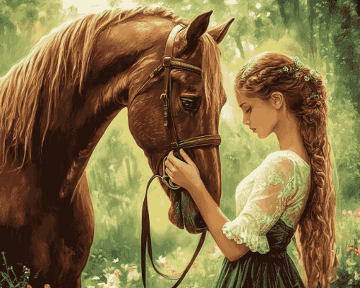 Girl and Horse Nature Scene Diamond Painting