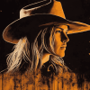 Girl in Cowboy Hat Silhouette Diamond Painting