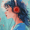 Girl with Headphones Cartoon Diamond Painting