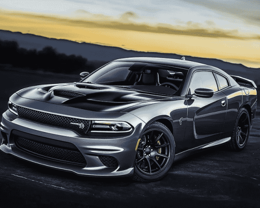 Gleaming Grey Dodge Hellcat Diamond Painting