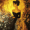 Gold Lady Abstract Diamond Painting