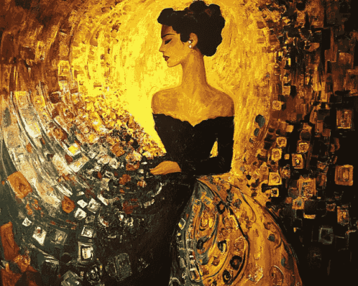 Gold Lady Abstract Diamond Painting