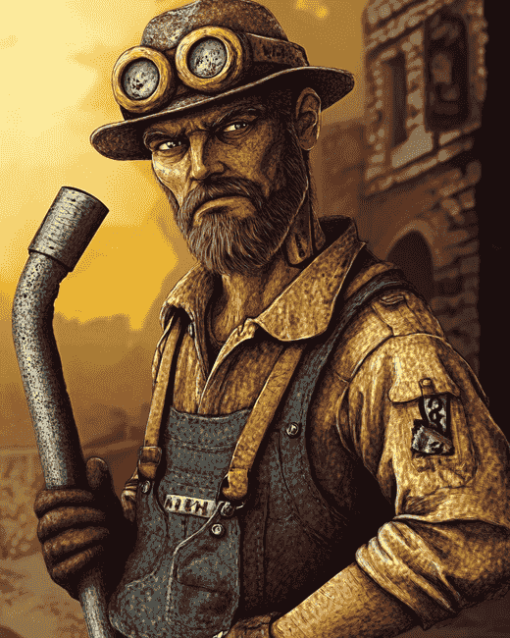 Gold Miner Cartoon Diamond Painting