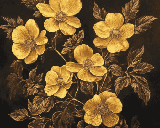 Golden Blossoms Diamond Painting