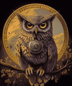 Golden Fantasy Owls Diamond Painting