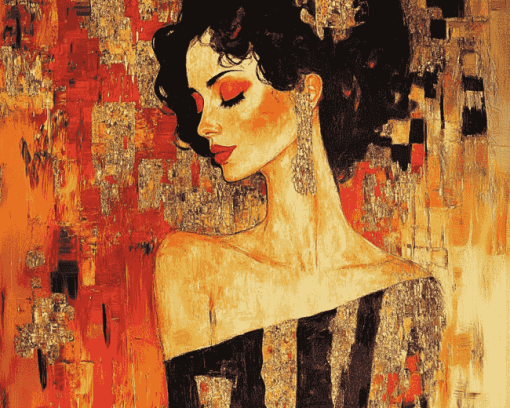 Golden Lady Abstract Diamond Painting