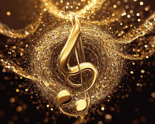 Golden Music Symbol Diamond Painting