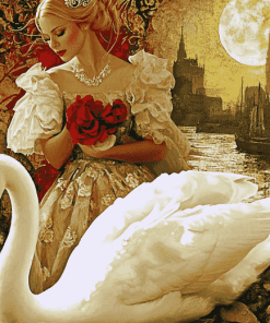 Graceful Woman and Swan Diamond Painting