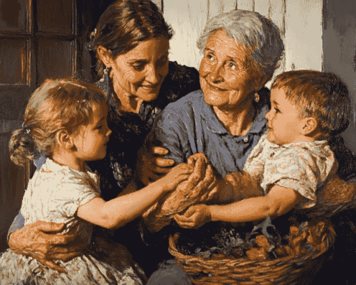 Grandma and Grandkids Vintage Diamond Painting