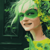 Green Lady Smiling Woman Diamond Painting