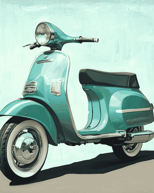 Green Lambretta Scooter Diamond Painting