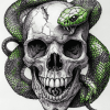 Green Snake Skull Diamond Painting