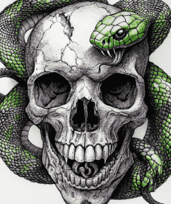 Green Snake Skull Diamond Painting