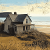 Grey Cottage Seascape Diamond Painting