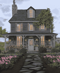 Grey Country House Diamond Painting