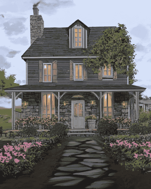 Grey Country House Diamond Painting